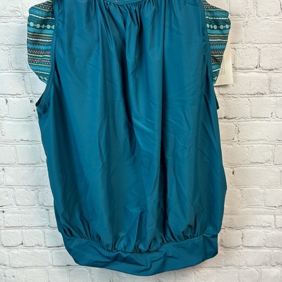BloomChic Teal Bandana Patchwork Gathered Cut Out Tankini Top Plus Size … - Picture 4 of 6